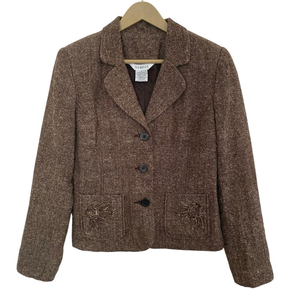 Y2K Brown Tweed Academia Blazer